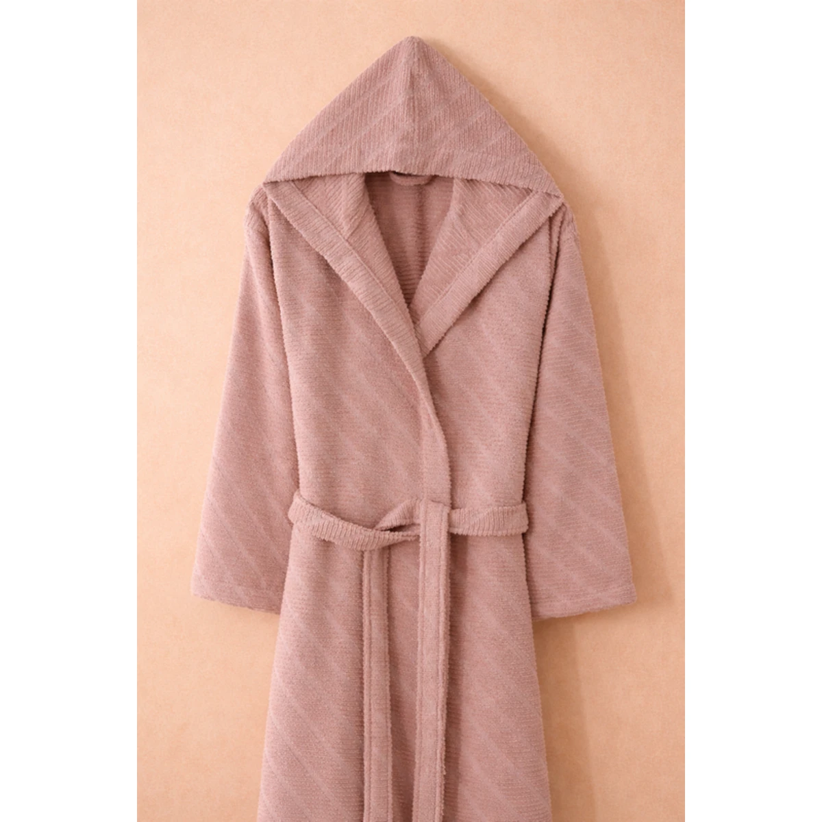 Manamo Dolce Bathrobe Cotton Blush Jaqcuard Hooded S/M