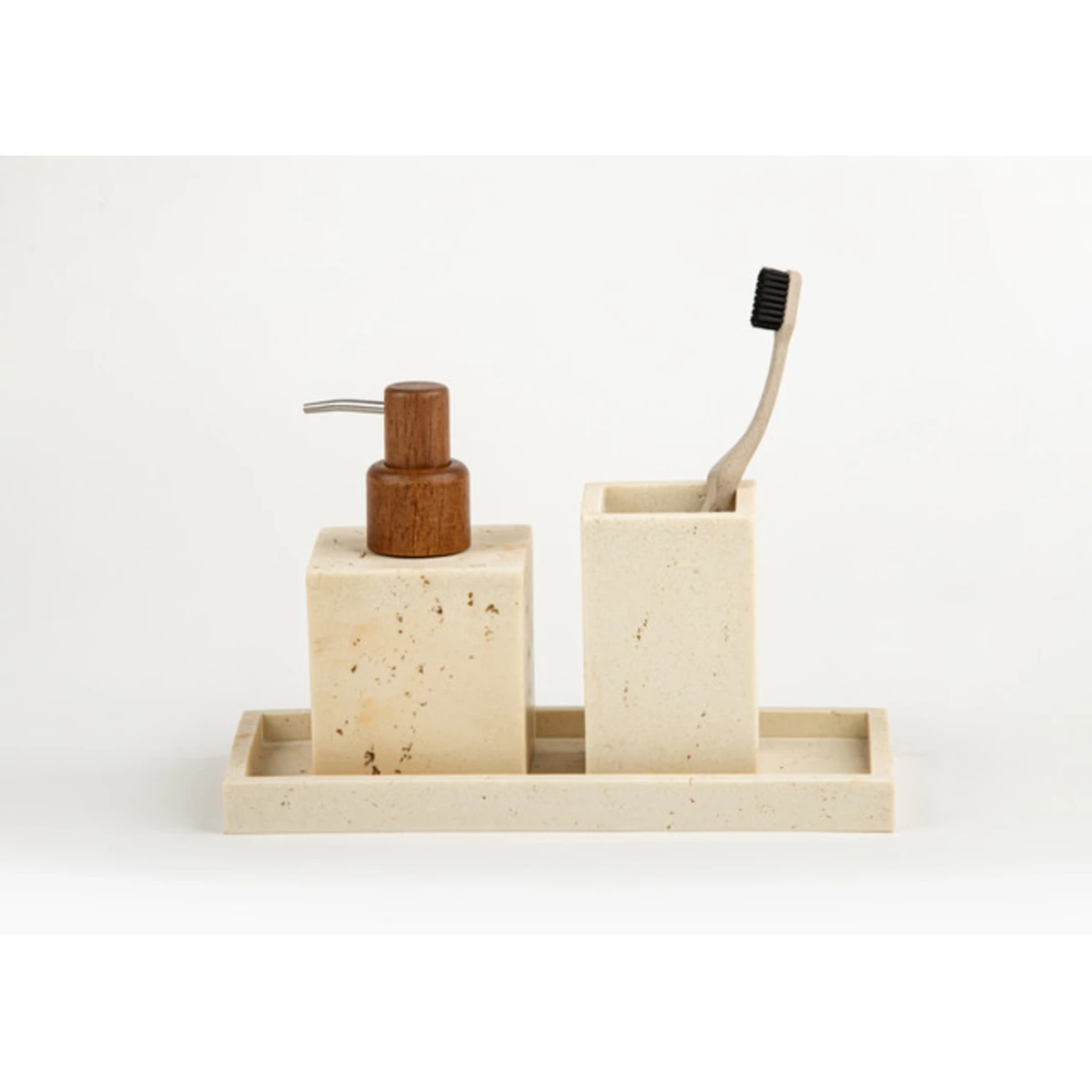 Manamo Fiona Accessory Tray Polyresin Stone Color  25.1x11.5x1.9 cm