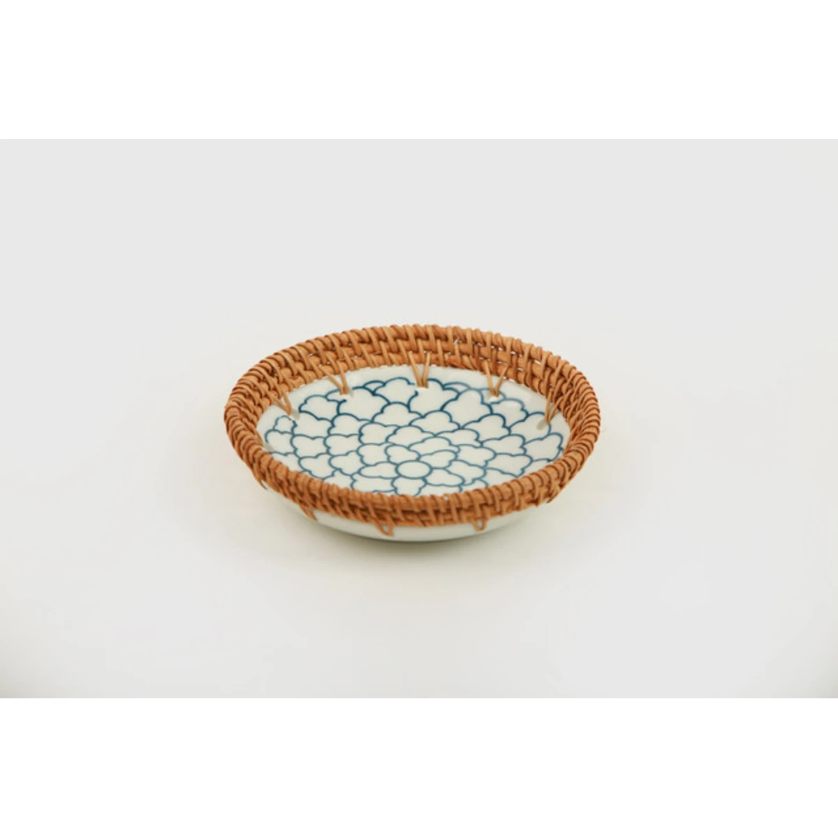 Manamo Dasia Plate Ceramic / Rattan Blue/White 20R