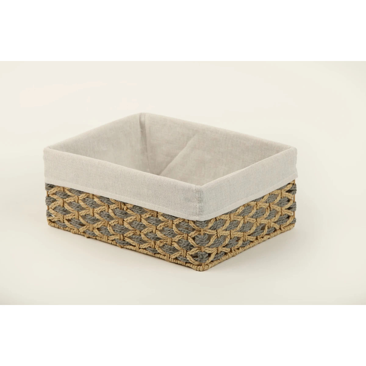 Manamo Bety Decorative Basket Wicker Natural/Grey Rectangular 30x20x14 cm