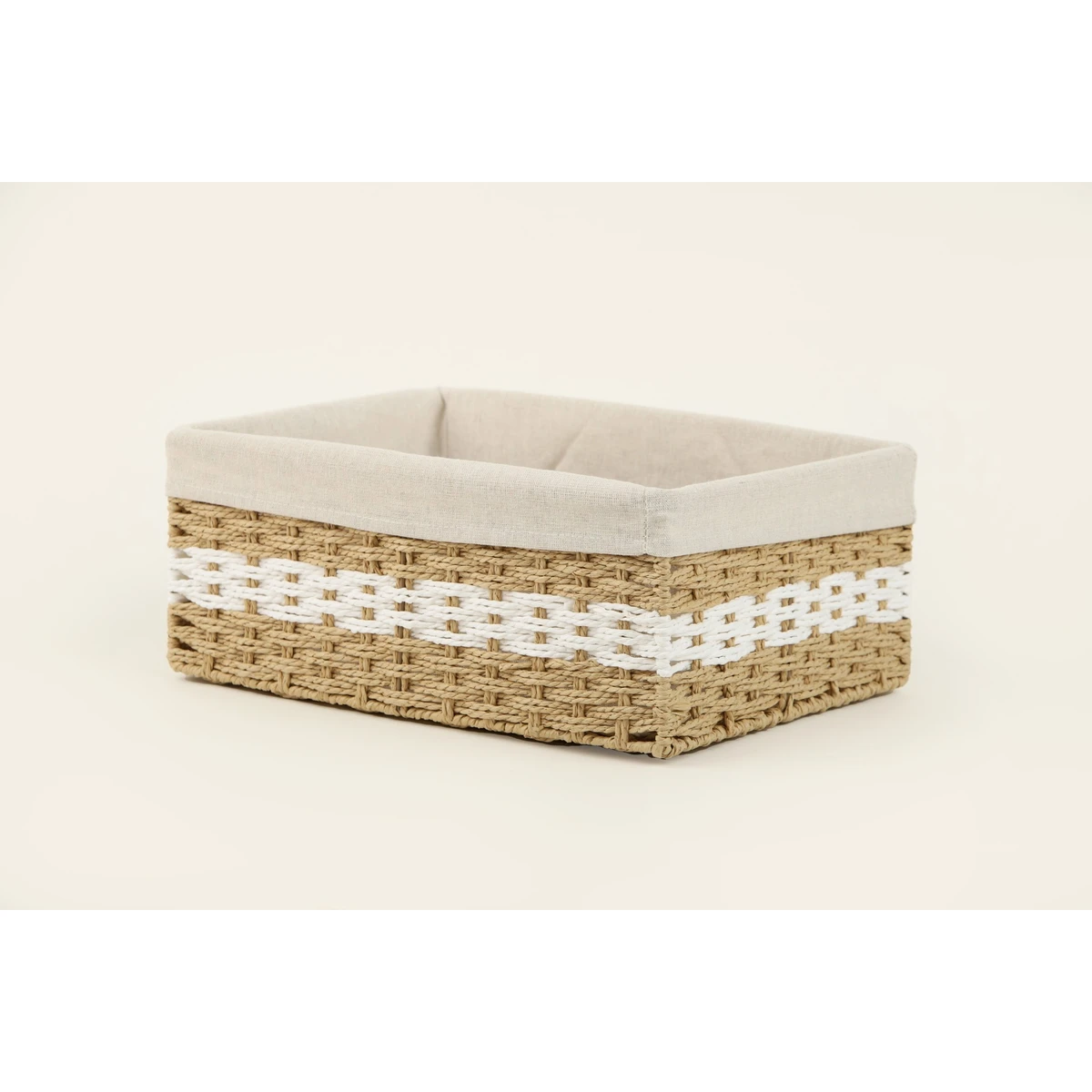 Manamo Pretty Decorative Basket Wicker Natural/White Rectangular 40x30x15 cm