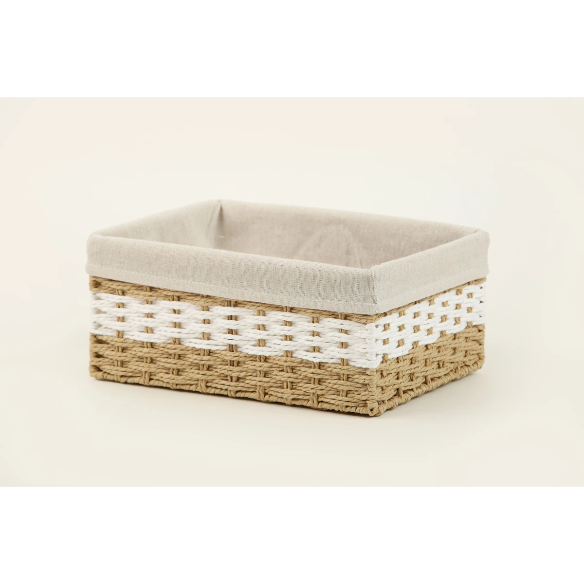 Manamo Pretty Decorative Basket Wicker Natural/White Rectangular 30x20x14 cm