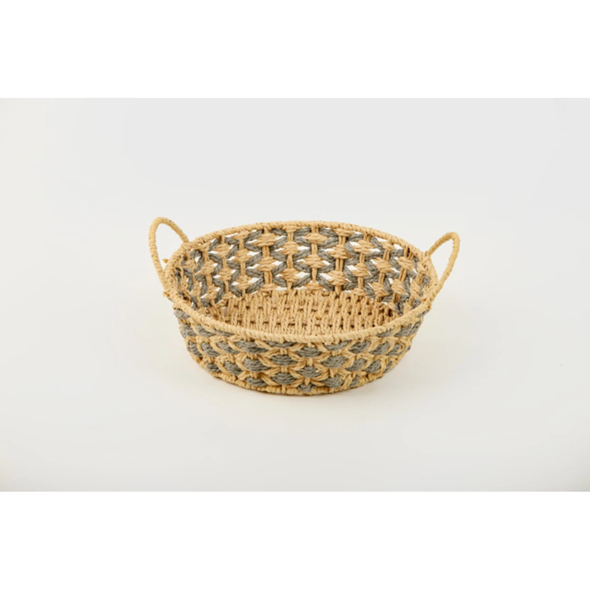 Manamo Bety Decorative Basket Wicker Natural/Grey Round 30x30x9 cm