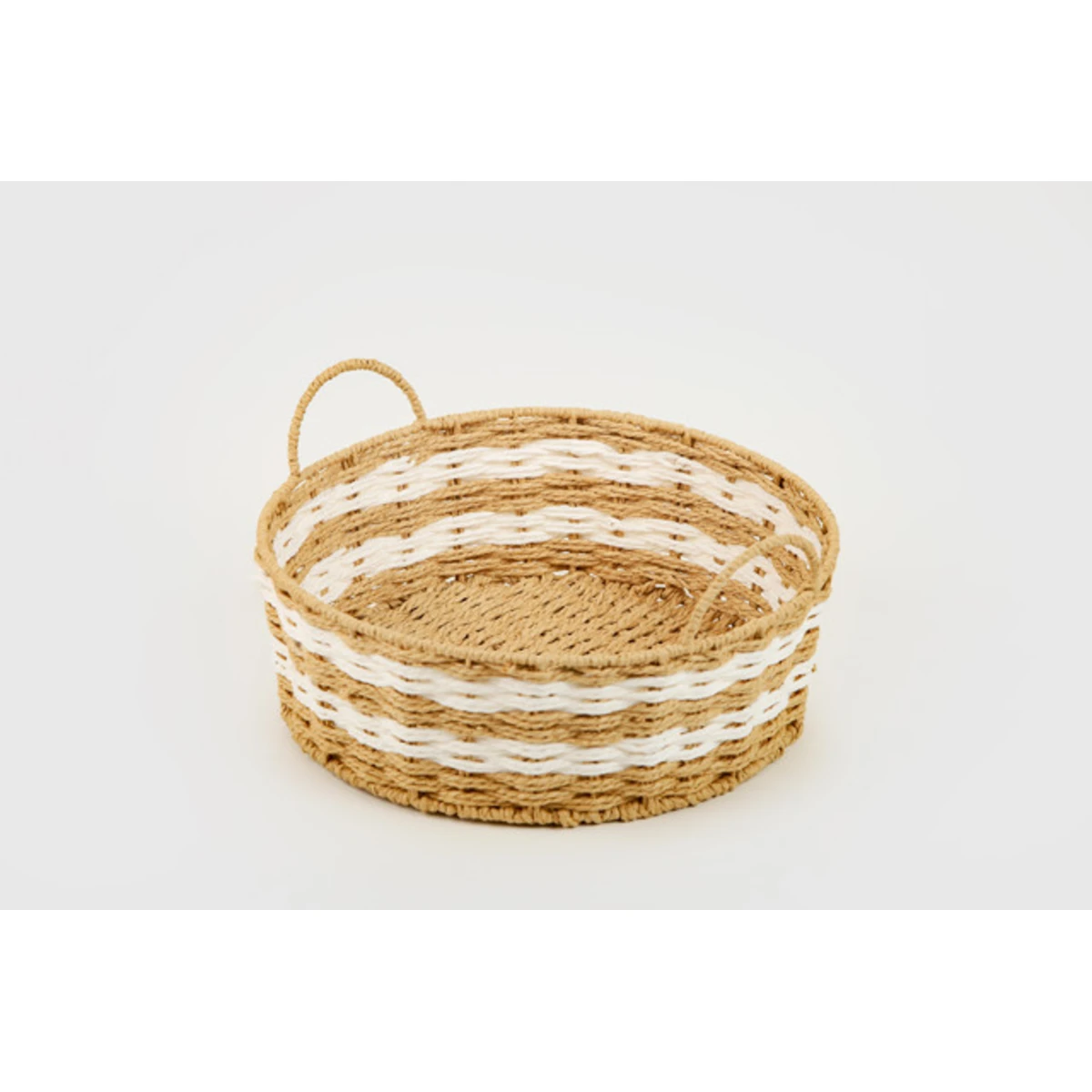 Manamo Pretty Decorative Basket Wicker Natural/White Round 38x38x13 cm