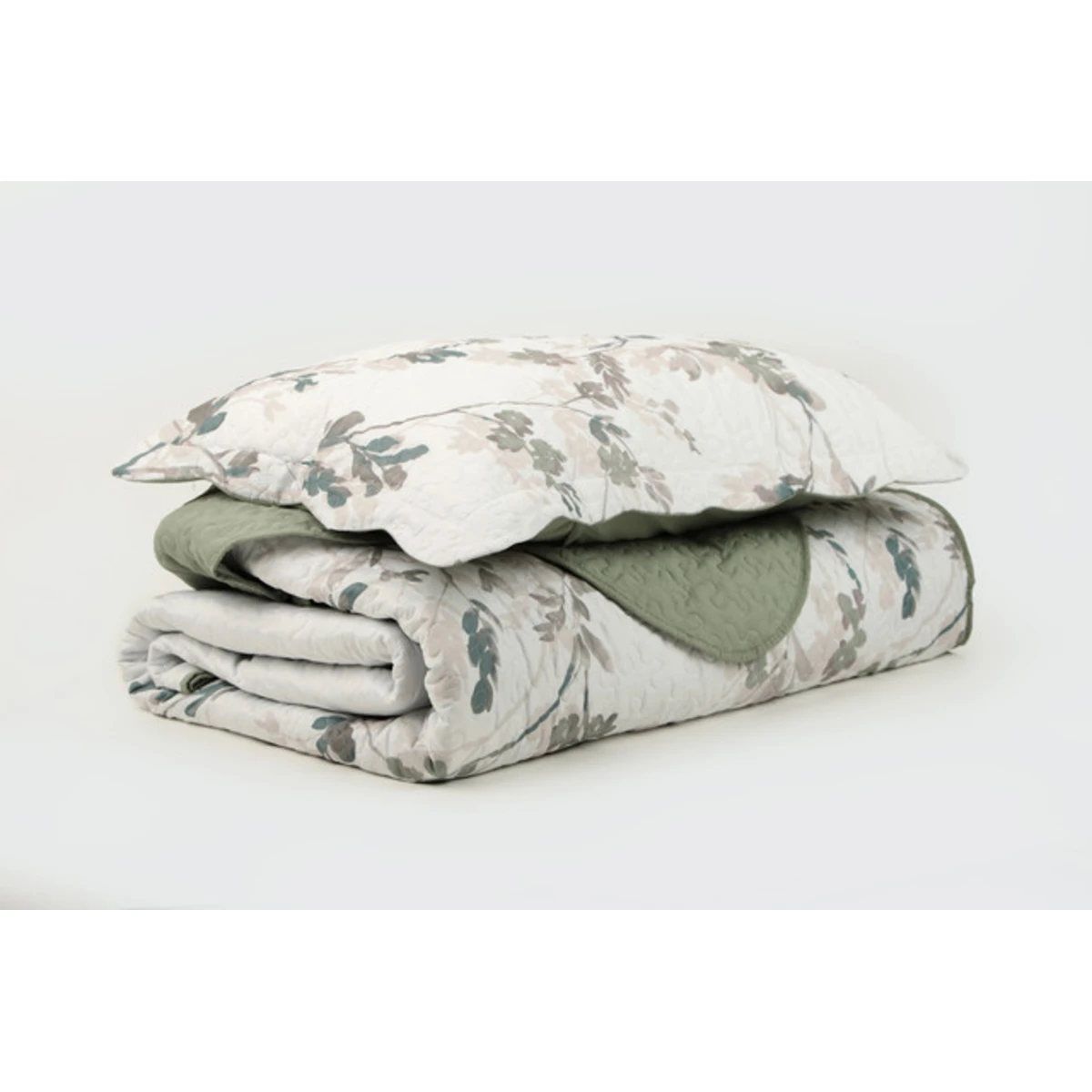 Manamo Carrie Bed Cover  Ecru/Green Single  180x240+50x70 cm