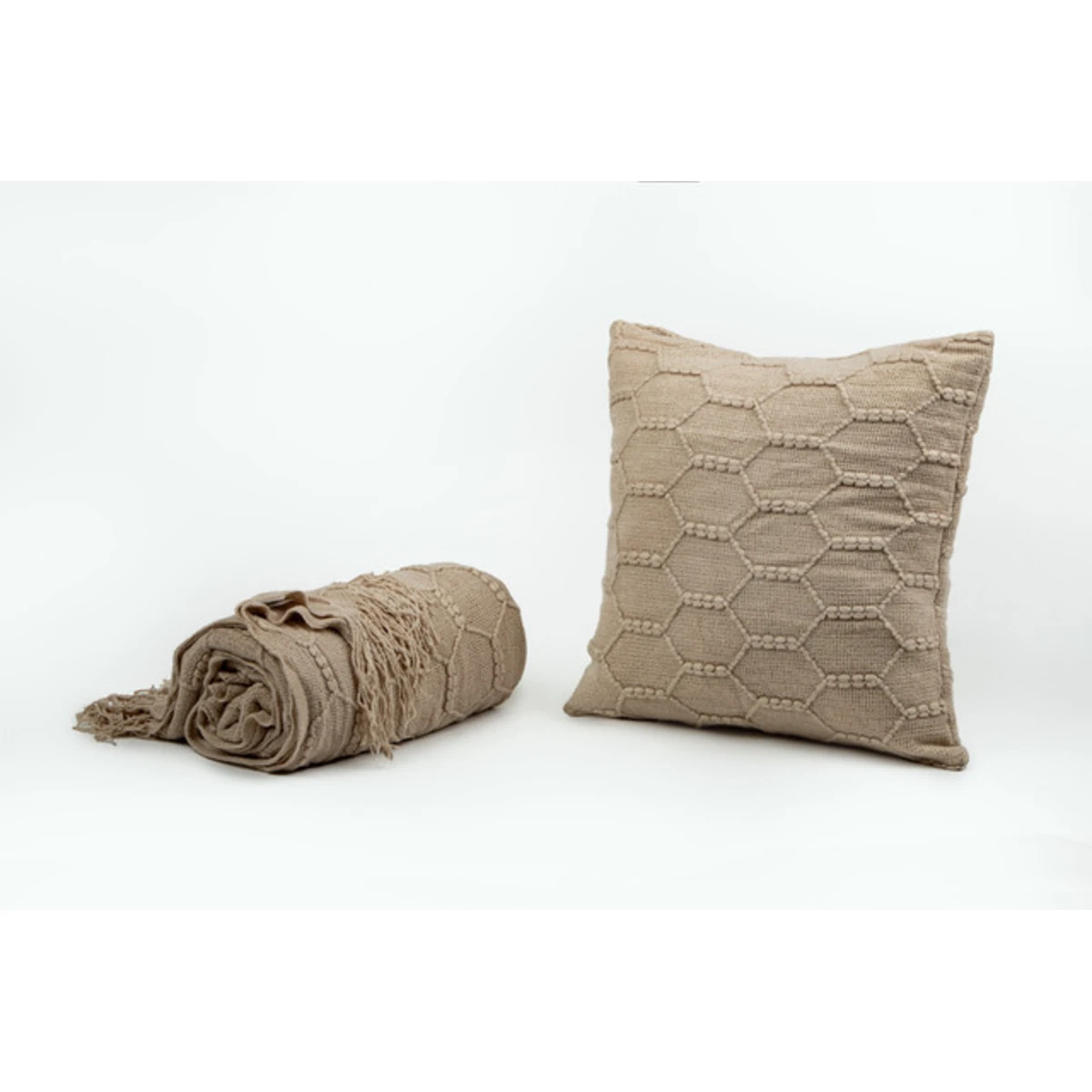 Manamo Honeycomb Decorative Pillow Case Acrylic Beige 45x45 cm