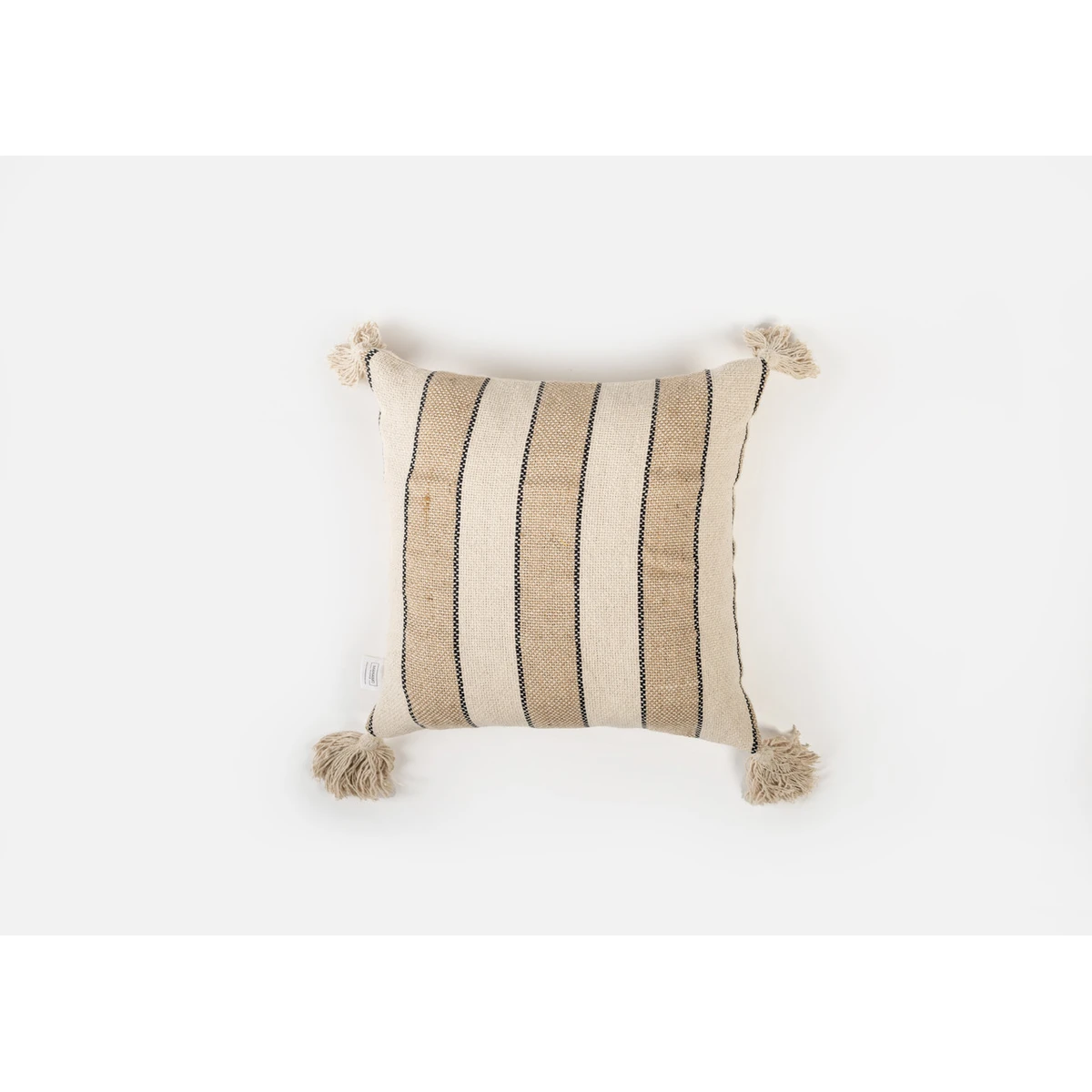Manamo Line Decorative Pillow Case Jute Tassel Natural/White 45x45 cm
