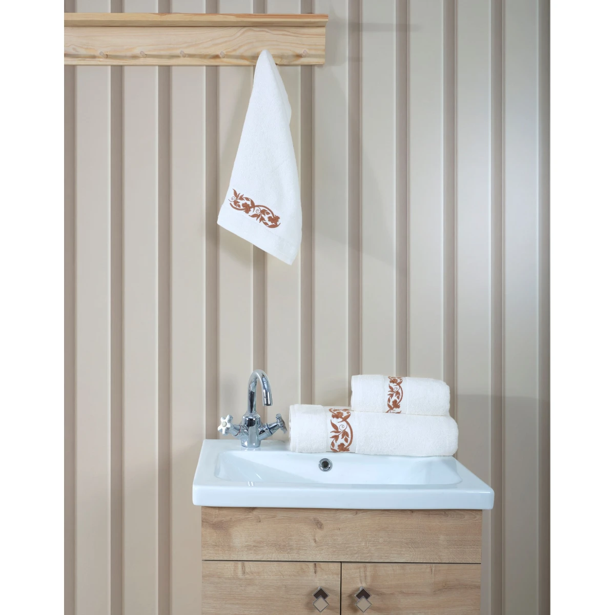 Manamo Elain Hand Towel Cotton Ecru 30x50 cm
