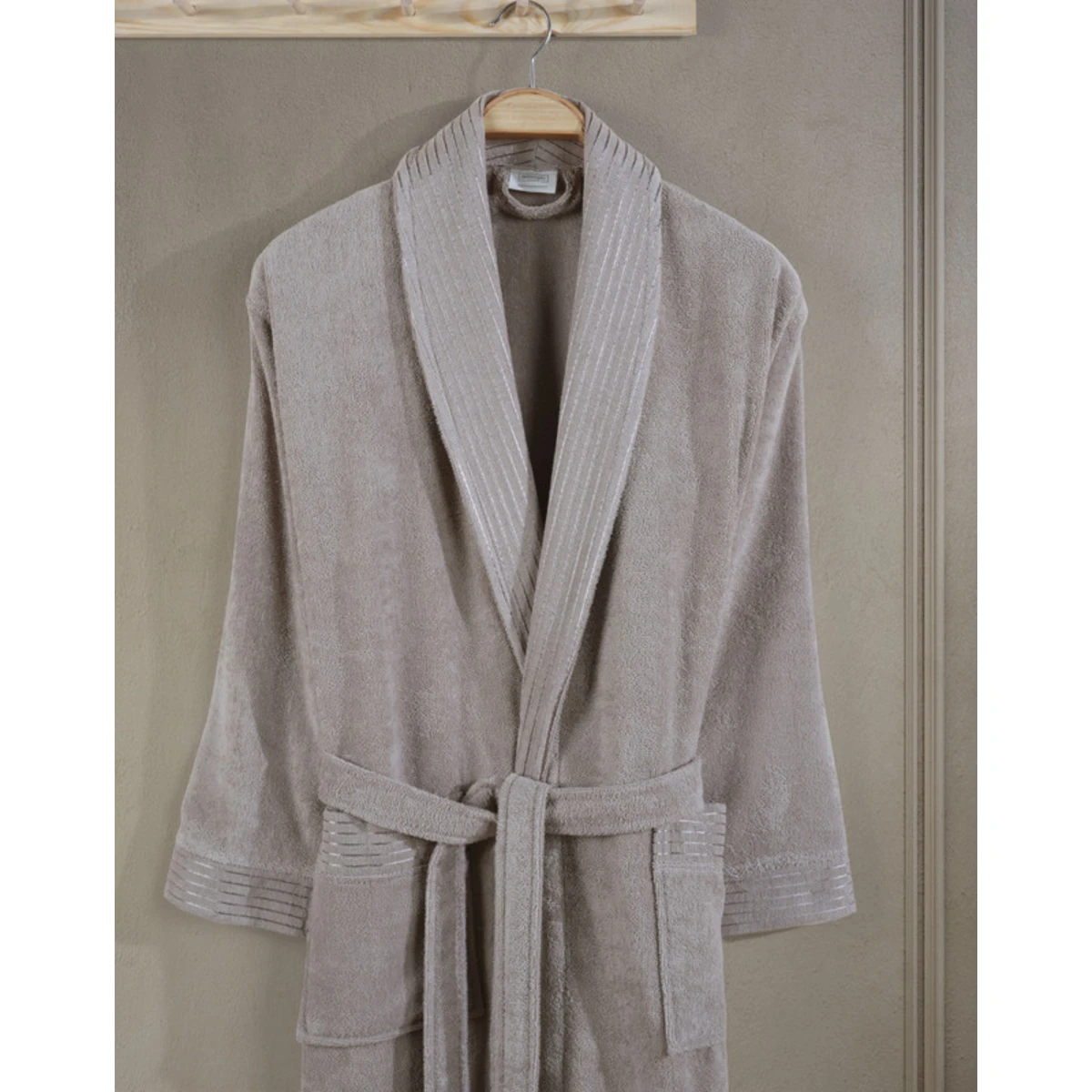 Manamo Jess Shawl Collar Bathrobe Cotton Beige 2XL/3XL