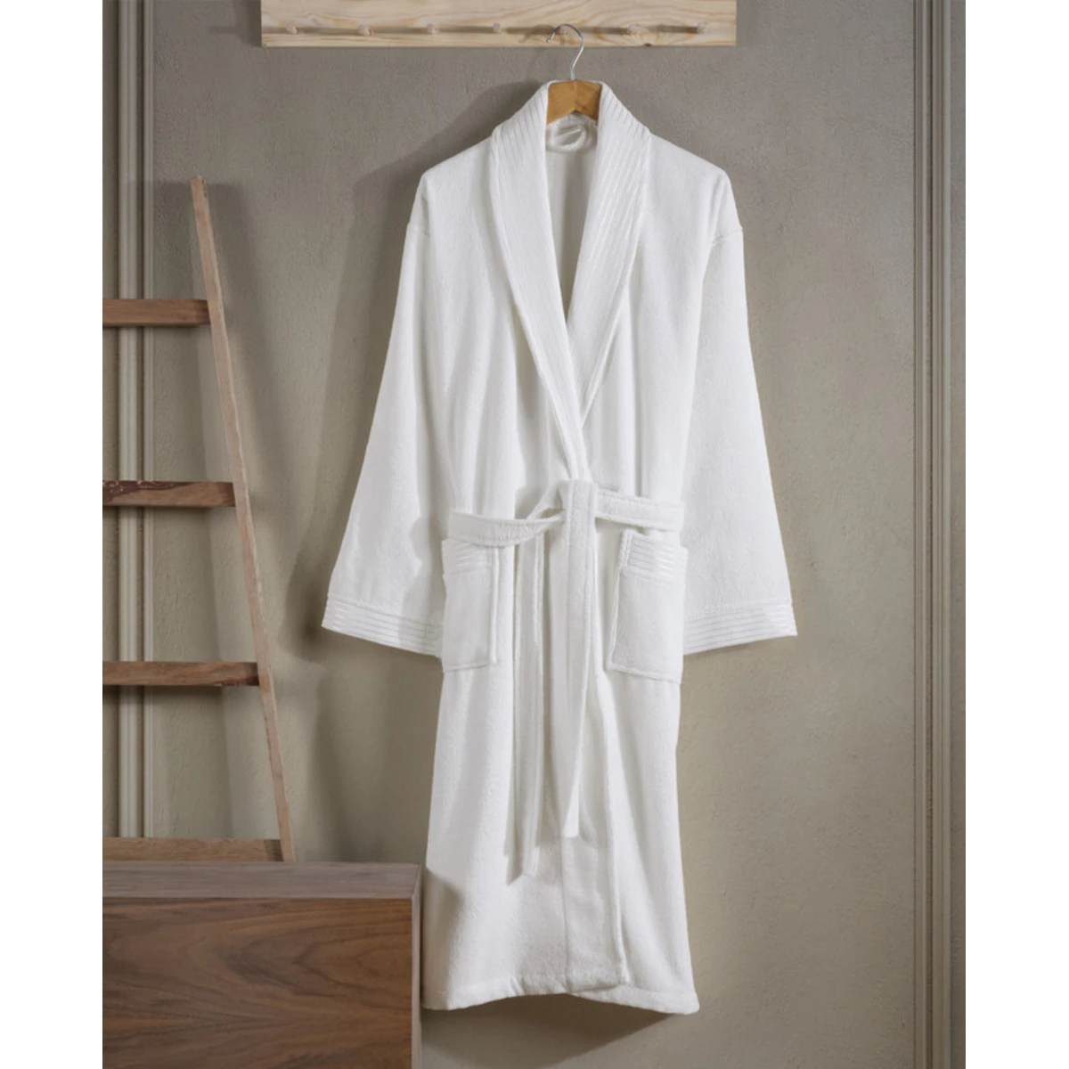 Manamo Jess Shawl Collar Bathrobe Cotton Cream 2XL/3XL