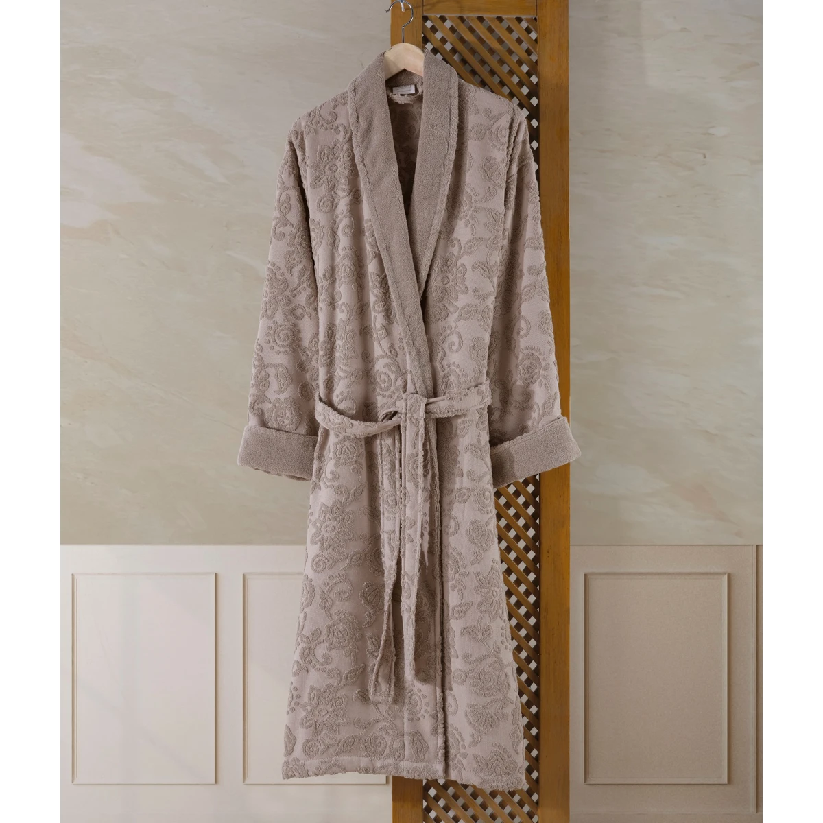 Manamo Stella  Jacquard  Bathrobe Beige L/XL