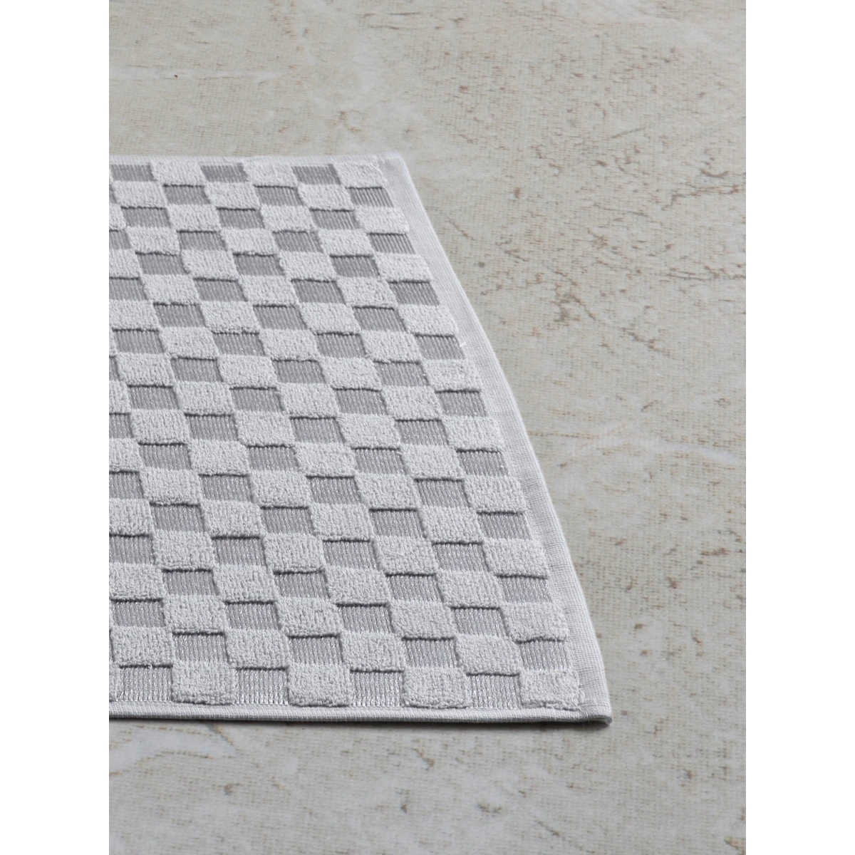 Manamo Checkers Cotton Bathmat Metal Grey 50x70   