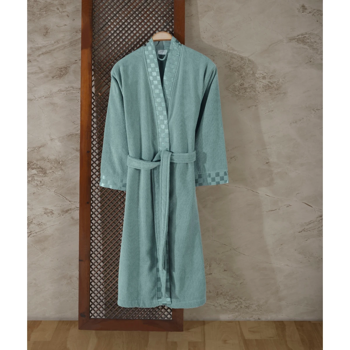 Manamo Checker Bathrobe Microcotton Cameo  2XL/3XL