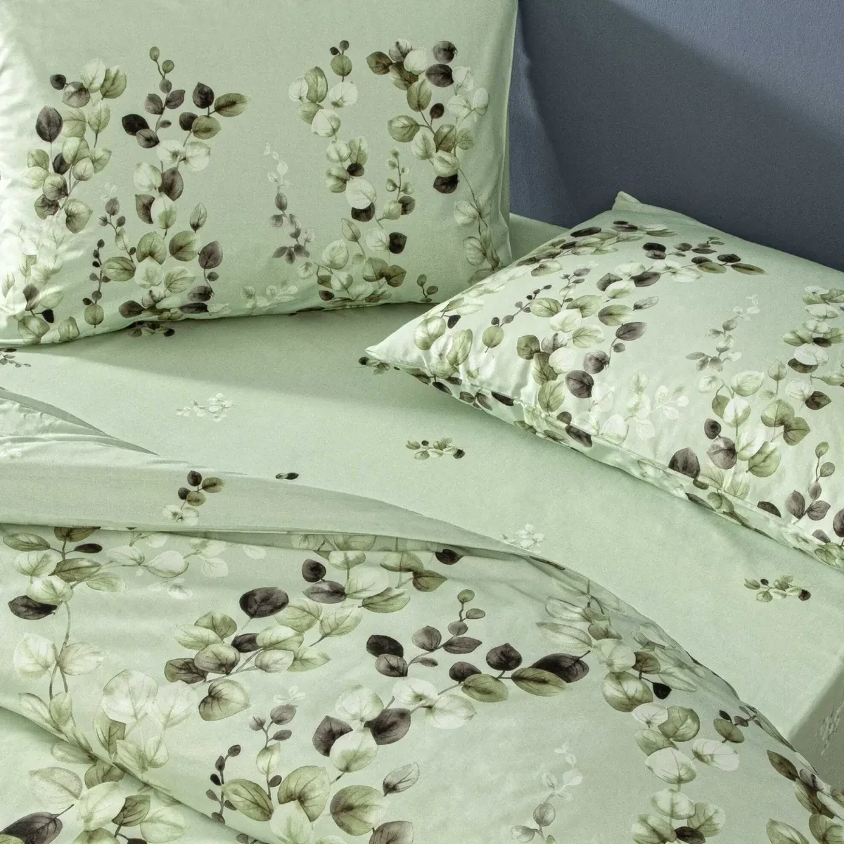 TAC Leif Ranforce Bed Linen Set Single Blue 160x220+180x260+50x70 cm 