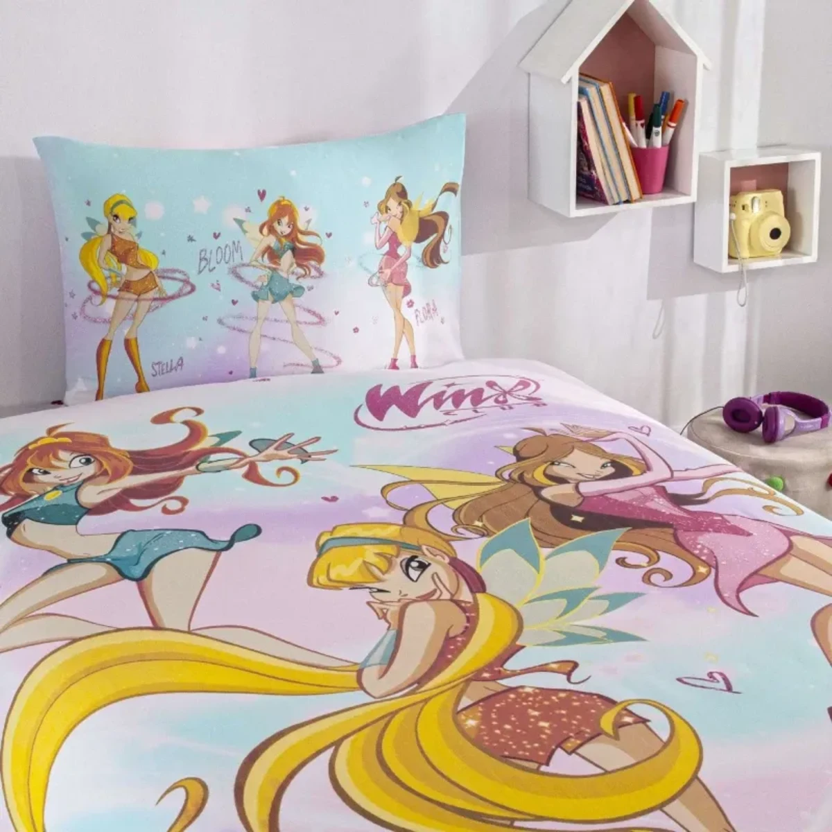 TAC Winx Magic Bed Linen Set Cotton  Single With Fiitted Sheet 160x220+100x200+50x70 cm