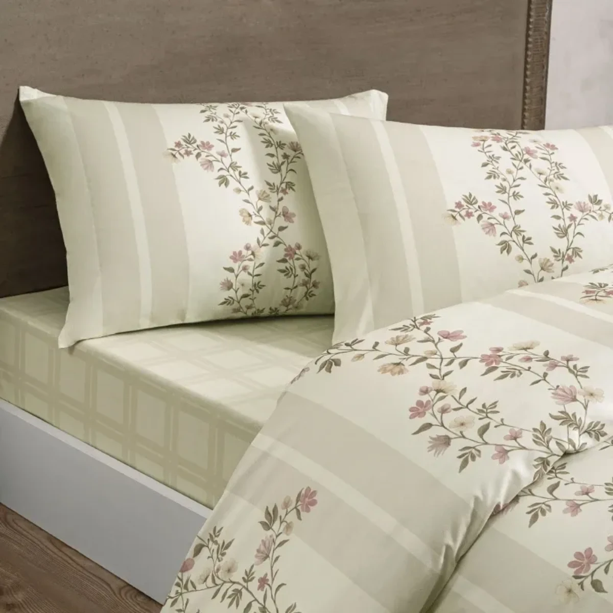 TAC Mirelune Bed Linen Set Cotton Beige Double 200x220+240x260+50x70(2pc)cm