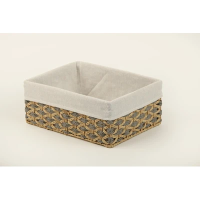 Manamo Bety Decorative Basket Wicker Natural/Grey Rectangular 35x25x16 cm