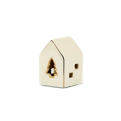 Manamo Pine Candle Holder Porcelain White  6x6x8.5 cm
