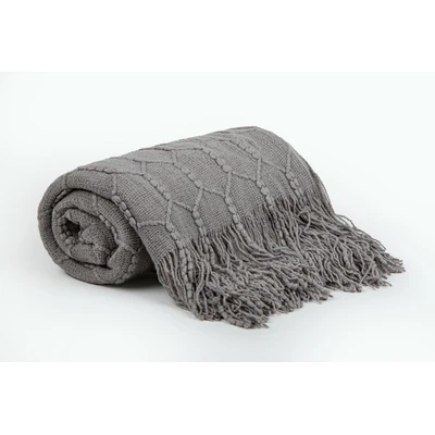 Manamo Honeycomb Throw Acrylic Light Grey 130x170 cm