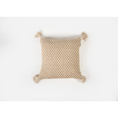 Manamo Dots Decorative Pillow Case Jute Tassel Natural 45x45 cm
