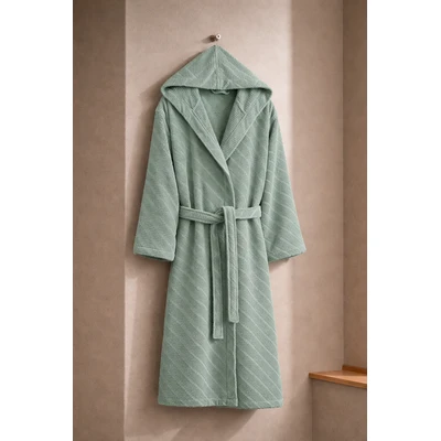 Manamo Dolce Bathrobe Cotton Cameo Jaqcuard Hooded S/M