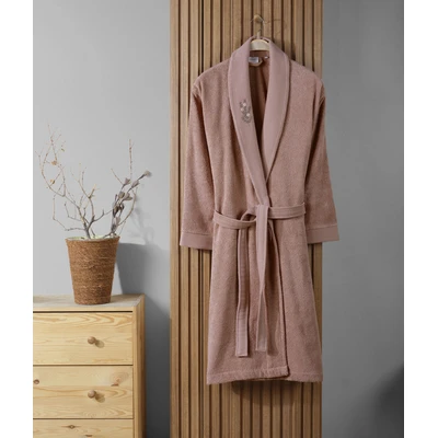 Manamo Tiny Rose Embroidered Bathrobe Cotton Blush S/M