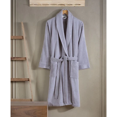Manamo Jess Shawl Collar Bathrobe Cotton Gray 2XL/3XL