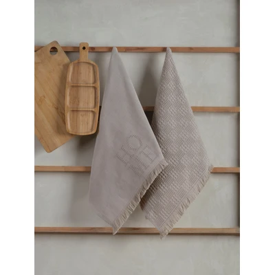 Manamo Home Kitchen Towel  Cotton Beige Jacquard 50x70 cm (2pc)